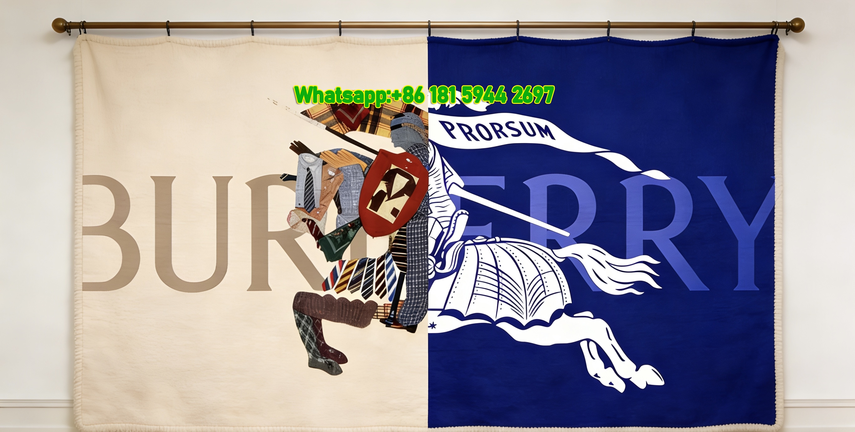 Burberry Flannel Throw Blanket Equestrian Knight Prorsum Print Sofa Blanket B156